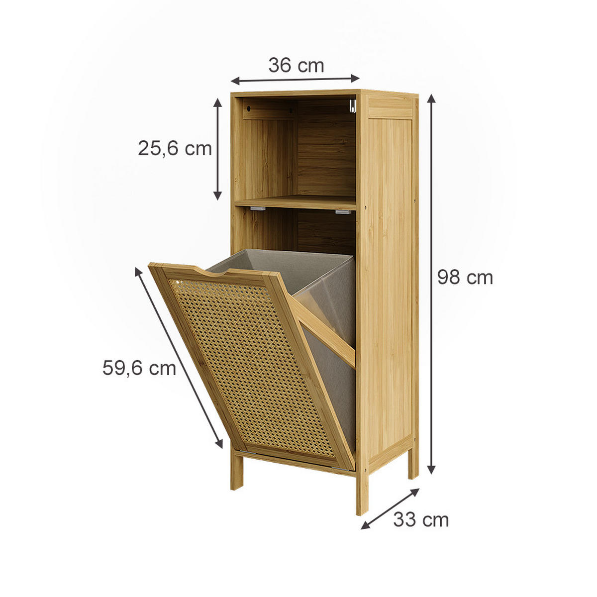 BADSCHRANK Liora Bambus 36 x 98 cm - Grün, Holzwerkstoff (36/98/33cm) - Vicco