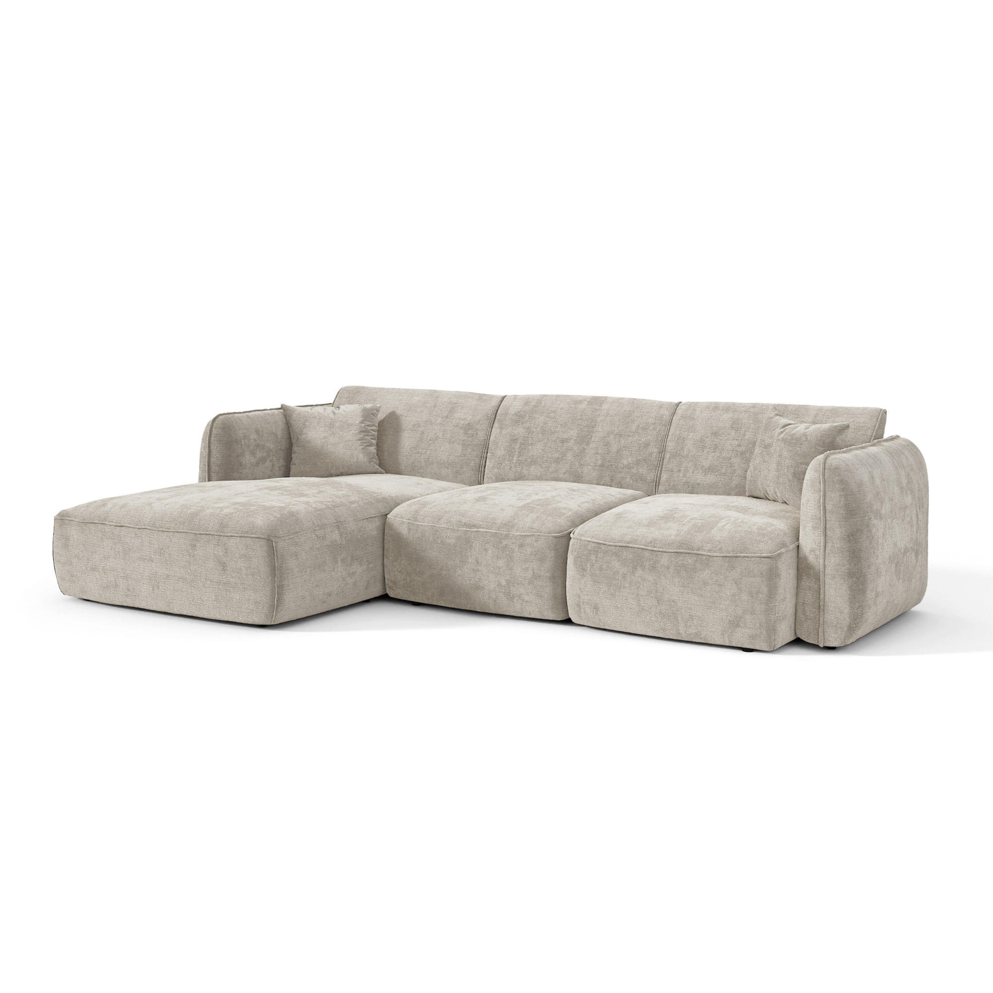ECKSOFA (links) LOMI Geprägter Samt Taupe 274cm - Taupe, Textil (274/174cm) - Premium Interiors
