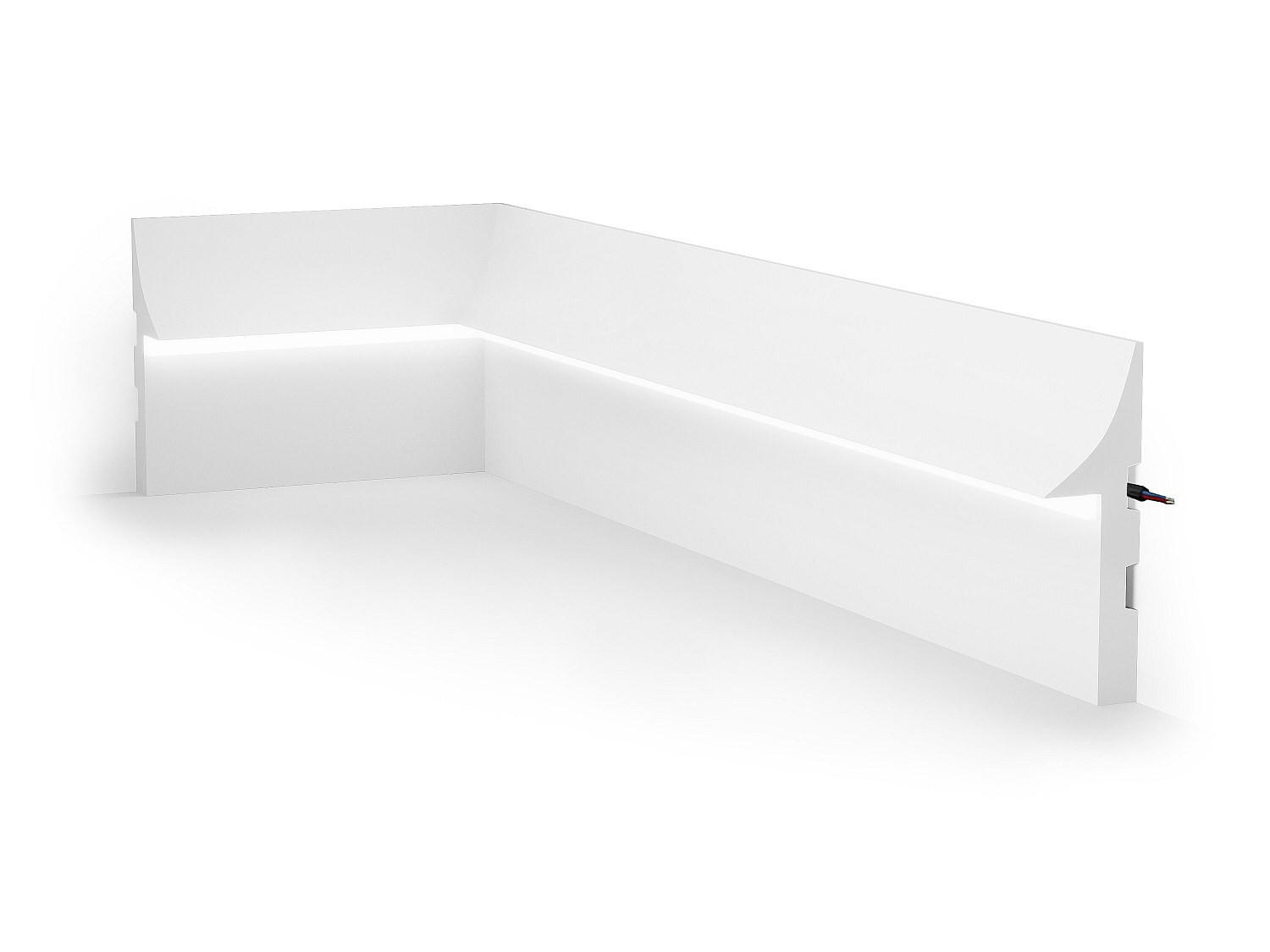 SOCKELLEISTE - 290 cm x 4.5 cm - plastik - weiß Radeno - Weiß, Kunststoff (4.5/290/14.8cm) - Vente-Unique