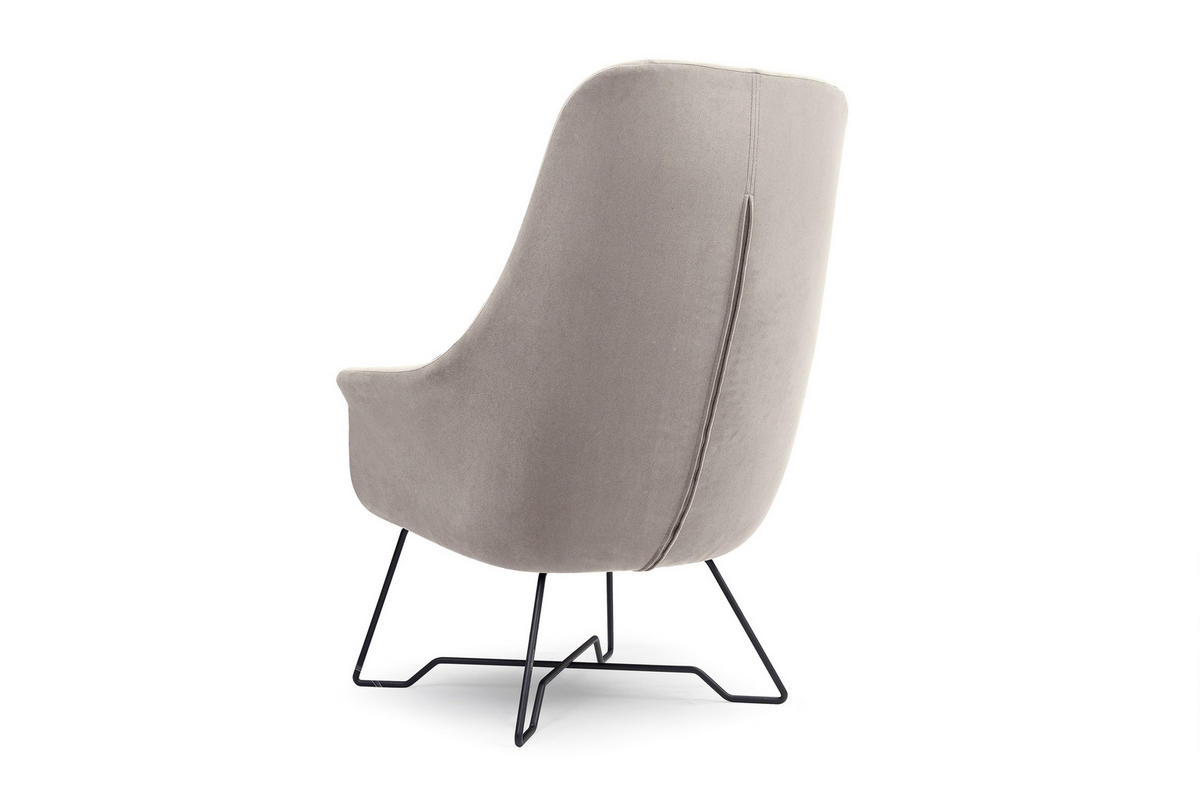 SESSEL SEDUTA, Modern Polstersessel Loungesessel, Velours-Stoff Hellgrau - Hellgrau, Holz/Metall (72.5/101.5/83cm) - MASSENO