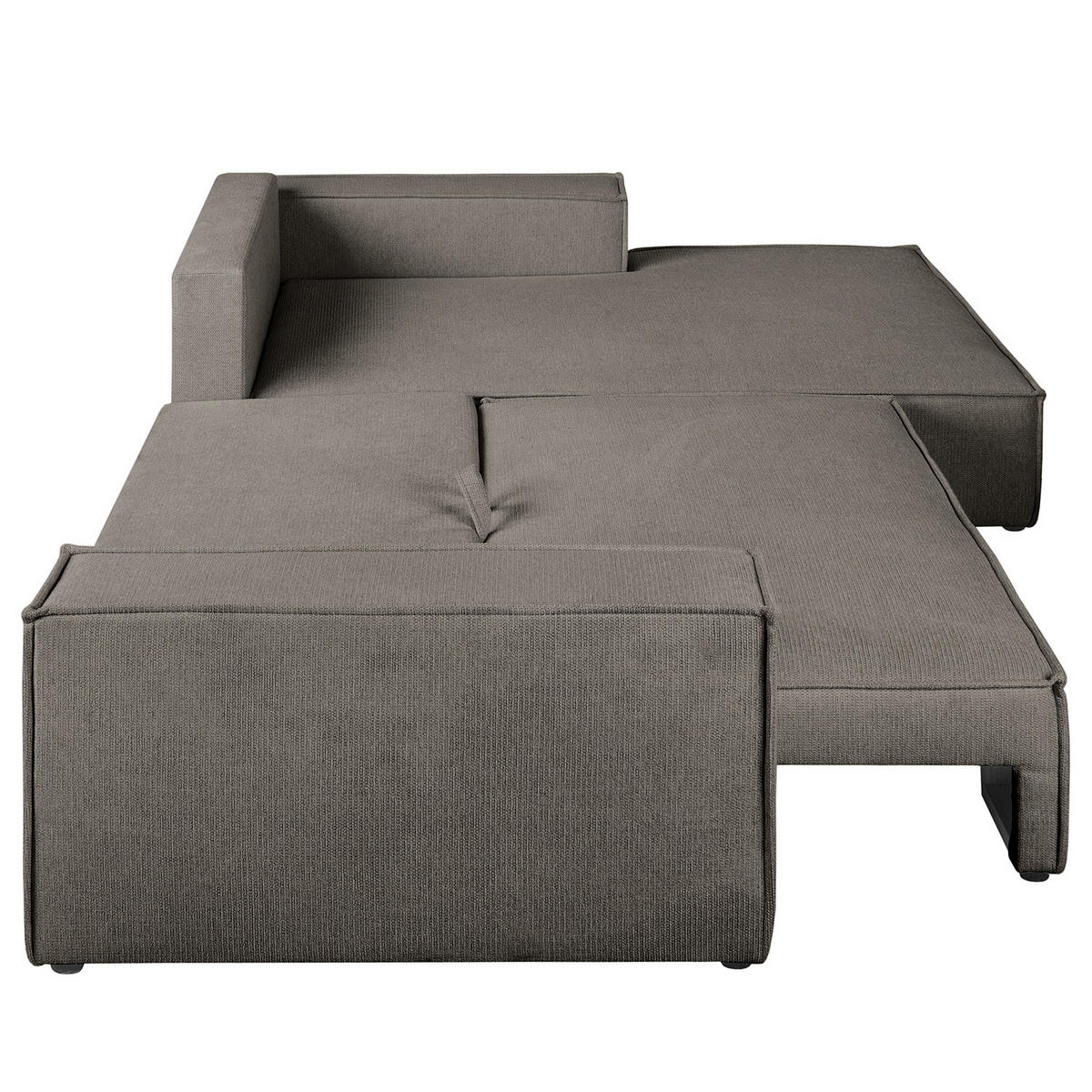 ECKSOFA mit Schlaffunktion - Longchair - Schwarz/Grau, Kunststoff/Textil (294/185cm) - home24