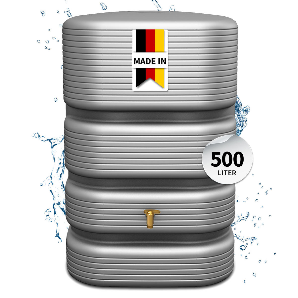 WANDTANK 500 L, betongrau - Grau, Kunststoff (62/122/80cm) - 4rain