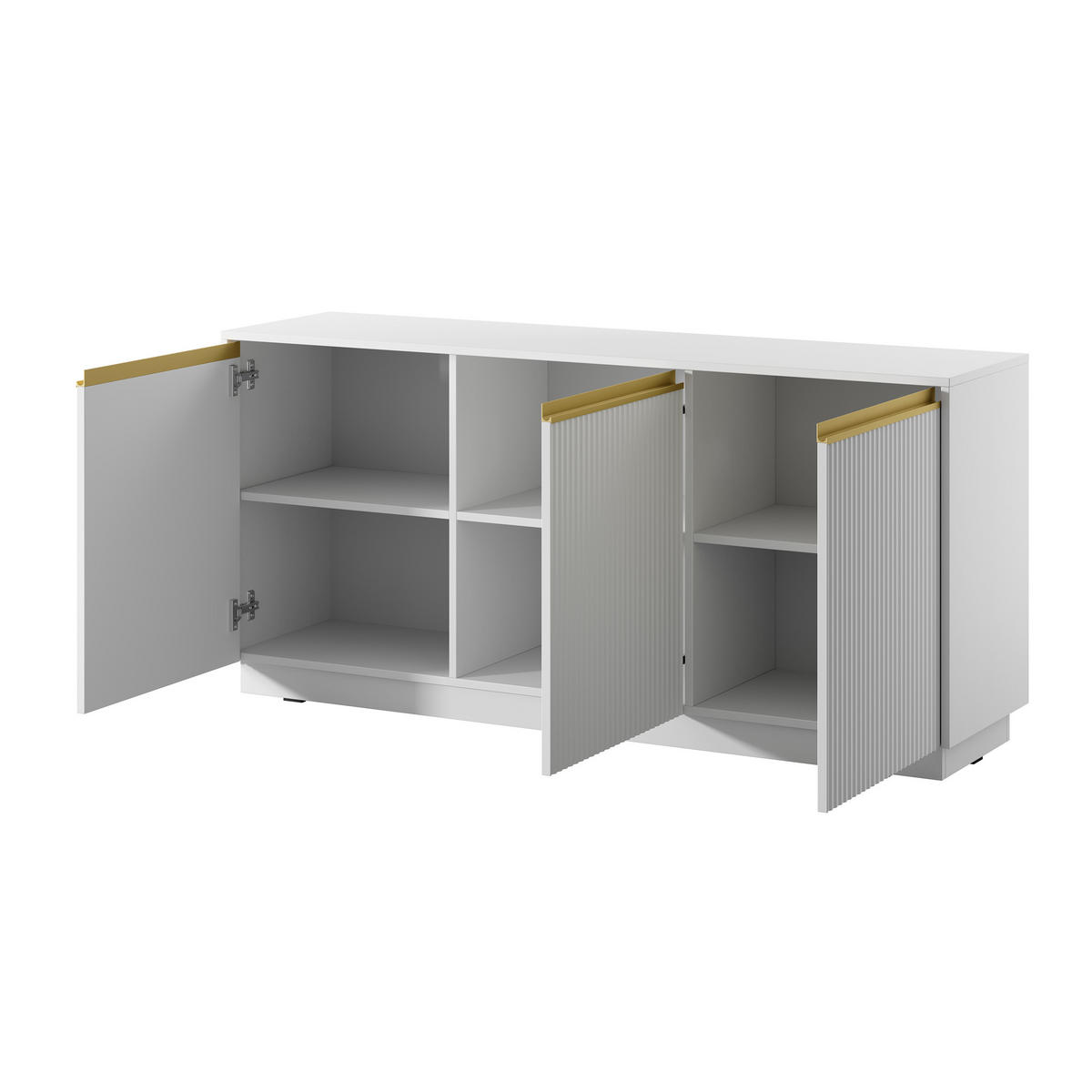 SIDEBOARD MAESTRO 154/72/39cm 3 Türen Weiß - Weiß, Holzwerkstoff (154/72/39cm) - MASSENO