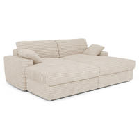 SOFA PLUM XXL-Cord Creme 260cm - Creme, Textil (260/83/155cm) - Premium Interiors