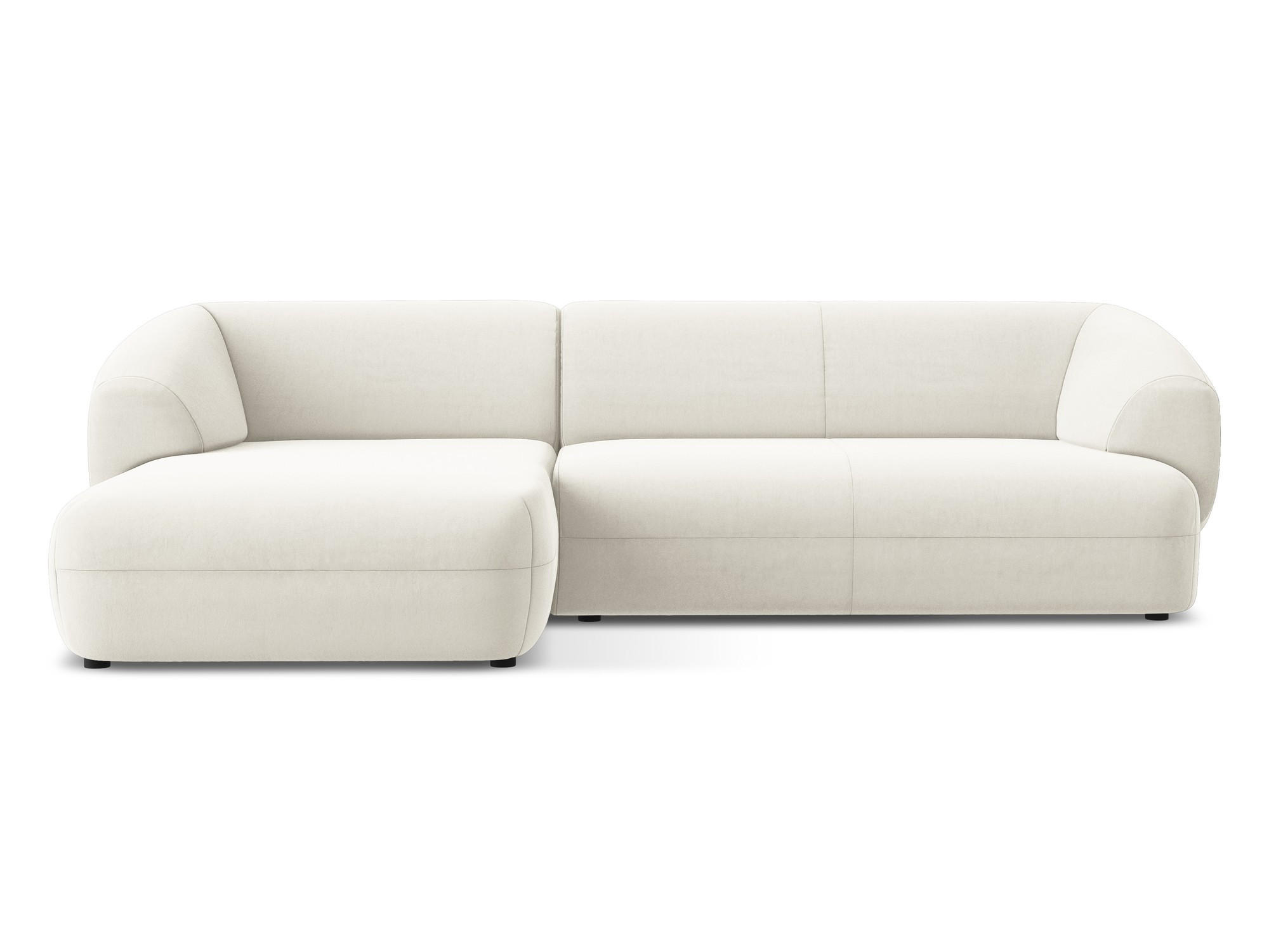 ECKSOFA Links Samt Stoff Beige - Beige/Creme, Kunststoff/Textil (156/280cm) - Makamii