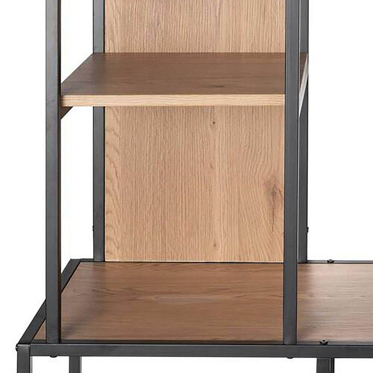 GARDEROBE mit Spiegel - Eiche Dekor / Schwarz - Eichefarben/Schwarz, Holzwerkstoff/Metall (110/177/40cm) - home24
