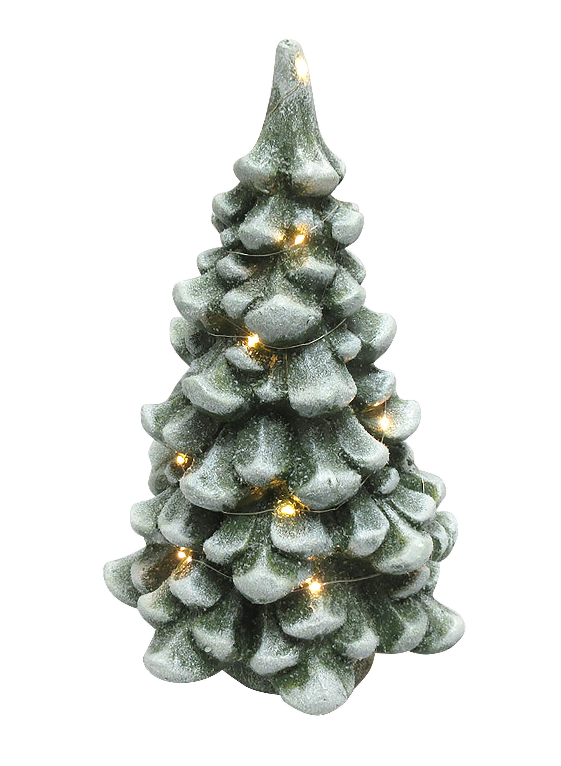 FIGUR Led-Weihnachtsbaum Santa Lila Grün 26/25/43 cm Keramik - Grün, Keramik (25/43/26cm) - Mondex