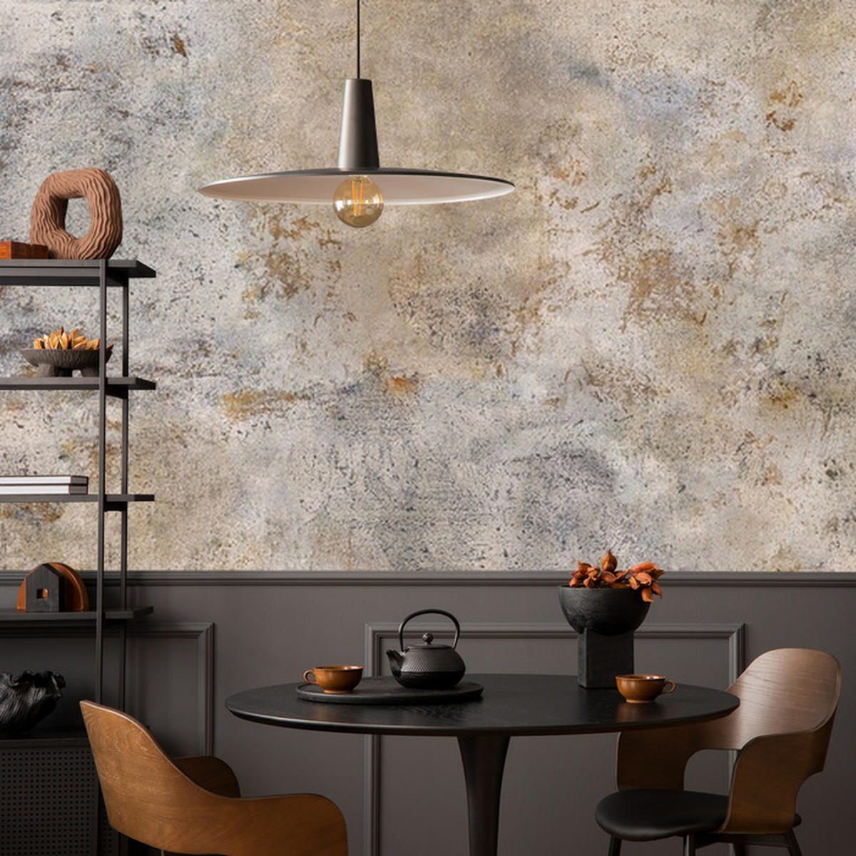 FOTOTAPETE Beton Muster Abstraktion für Wohnzimmer 300x210cm - Beige/Orange, Papier (300/210cm) - Muralo