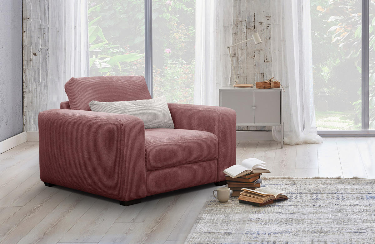 SESSEL OLI in Cordstoff altrosa - Altrosa, Holz/Textil (130/91/108cm) - Courtois Laville