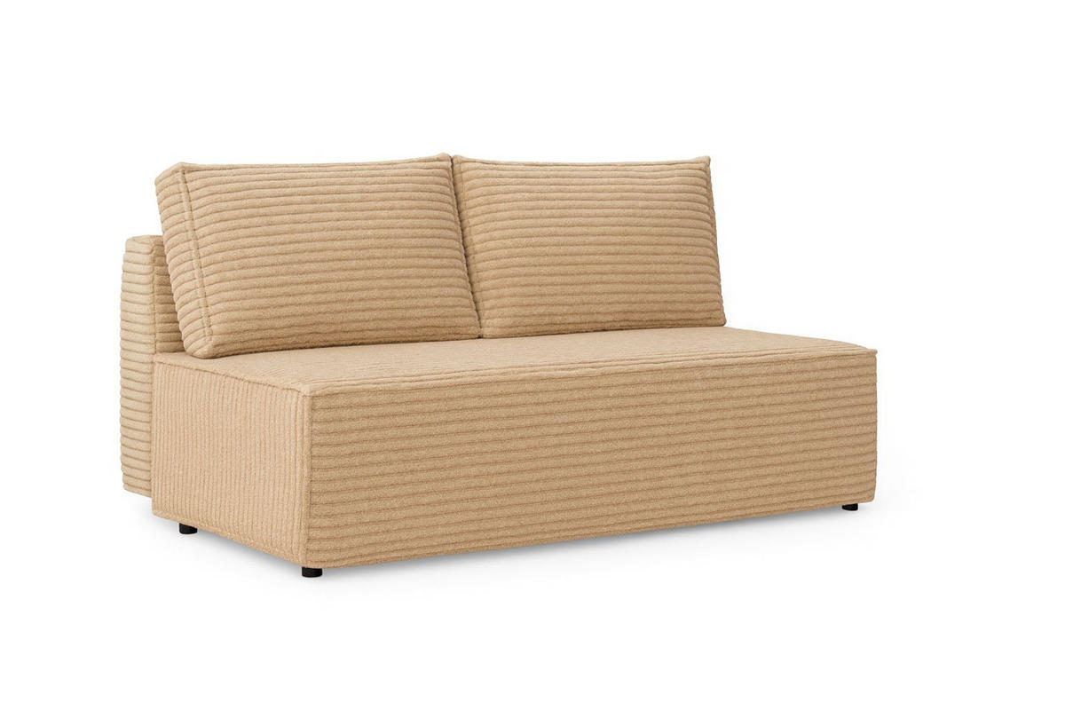 SCHLAFSOFA mit Bettkasten DUO, Stoff Velo, Beige - Beige, Holz (198/89/90cm) - Kaiser Möbel