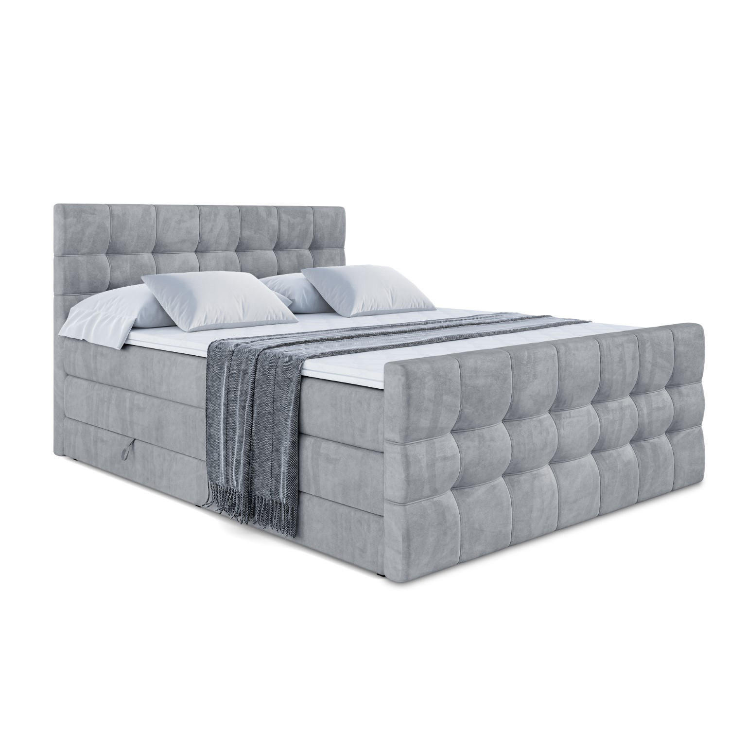 BOXSPRINGBETT BERO-Z KING - 120 x 200 - H3/H4 - Grau - Grau, Holzwerkstoff (120/200cm) - ALTDECOR
