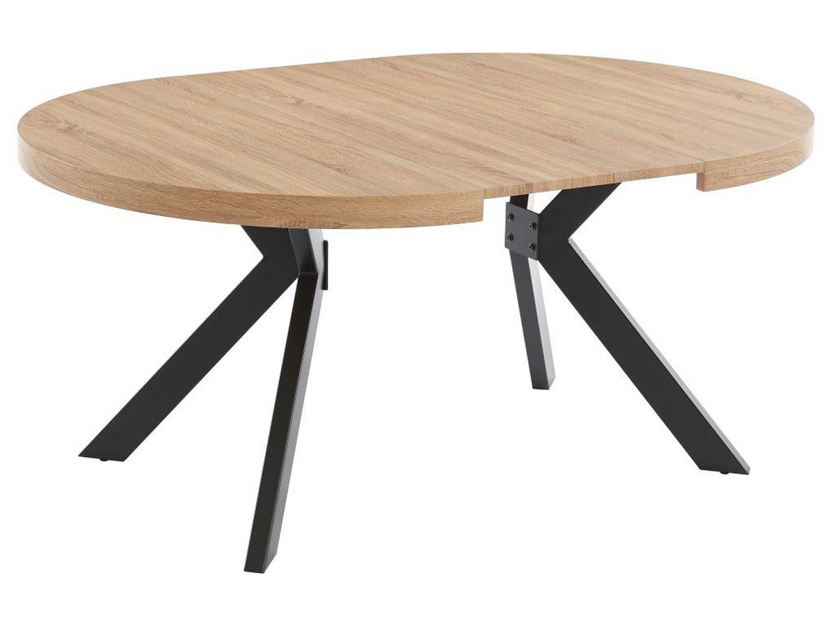 ESSTISCH - ausziehbar - 4 bis 8 Personen - MDF & Stahl - Naturfarben & Schwarz - KOMONI - Schwarz/Naturfarben, Holz (220/120/76cm) - Vente-Unique