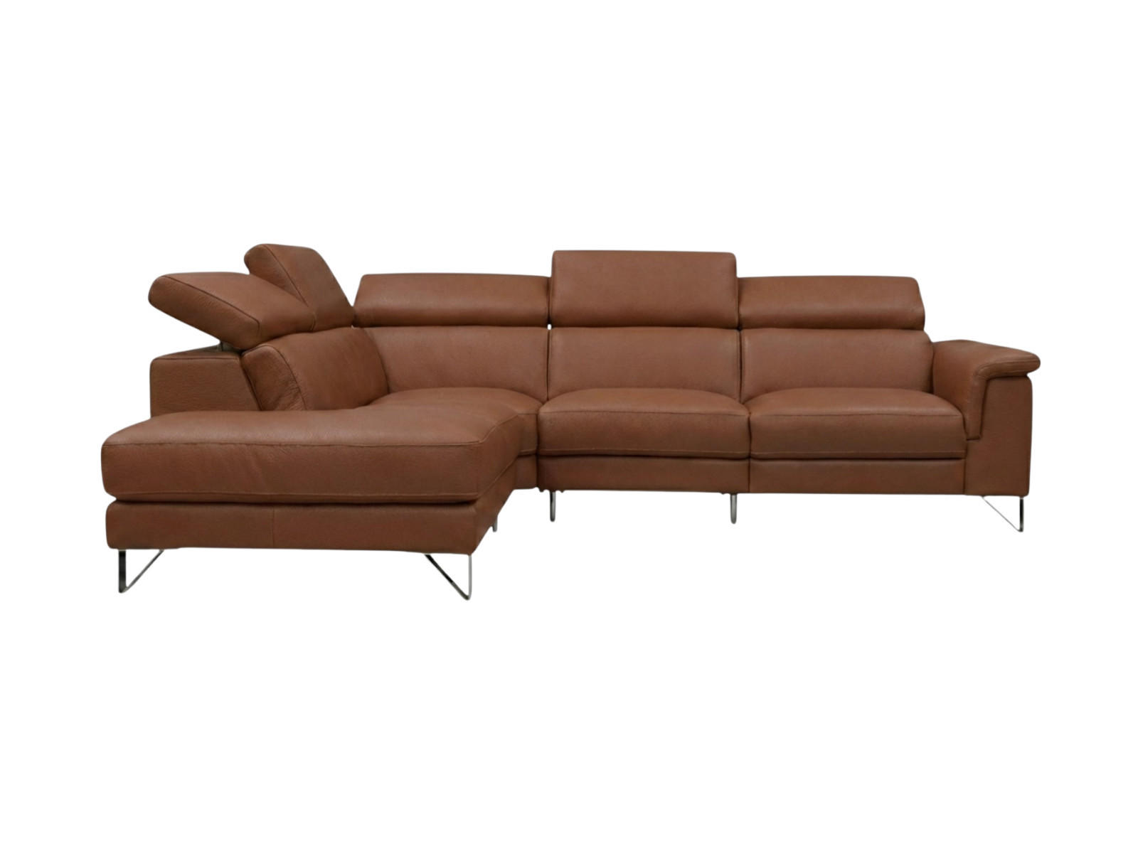ECKSOFA Antares Echtleder Cognacbraun - Cognac, Leder/Metall (224/276cm)