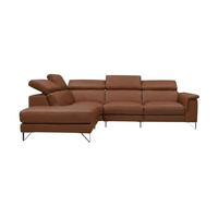 ECKSOFA Antares Echtleder Cognacbraun - Cognac, Leder/Metall (224/276cm)