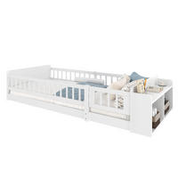 KINDERBETT 90/200 cm mit offenem Stauraum, Regalen und aufklappbarer Zauntür aus Kiefern , Weiß - Weiß, Holzwerkstoff (90/200cm) - Redom