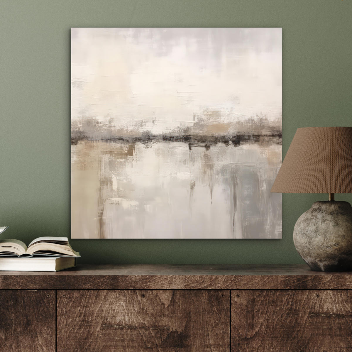 KOVOVÝ OBRAZ Moderné umenie - Abstraktné - Béžové 50x50 cm - béžová, kov (50/50cm) - MuchoWow