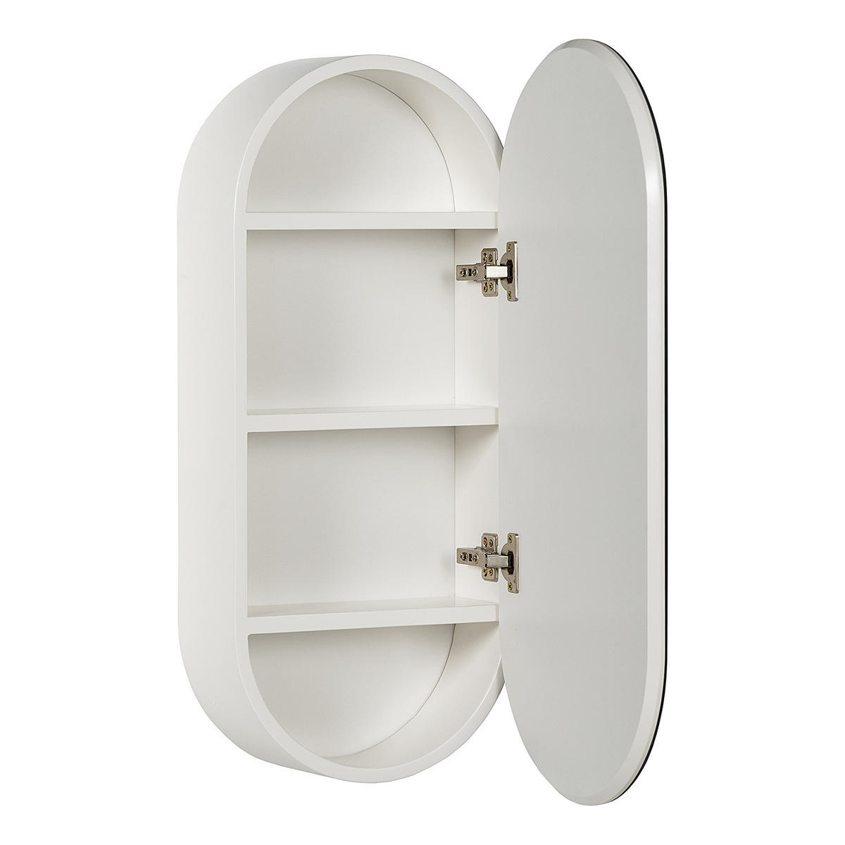 SPIEGELSCHRANK - oval - Weiß, Holzwerkstoff (37/82/16cm) - home24