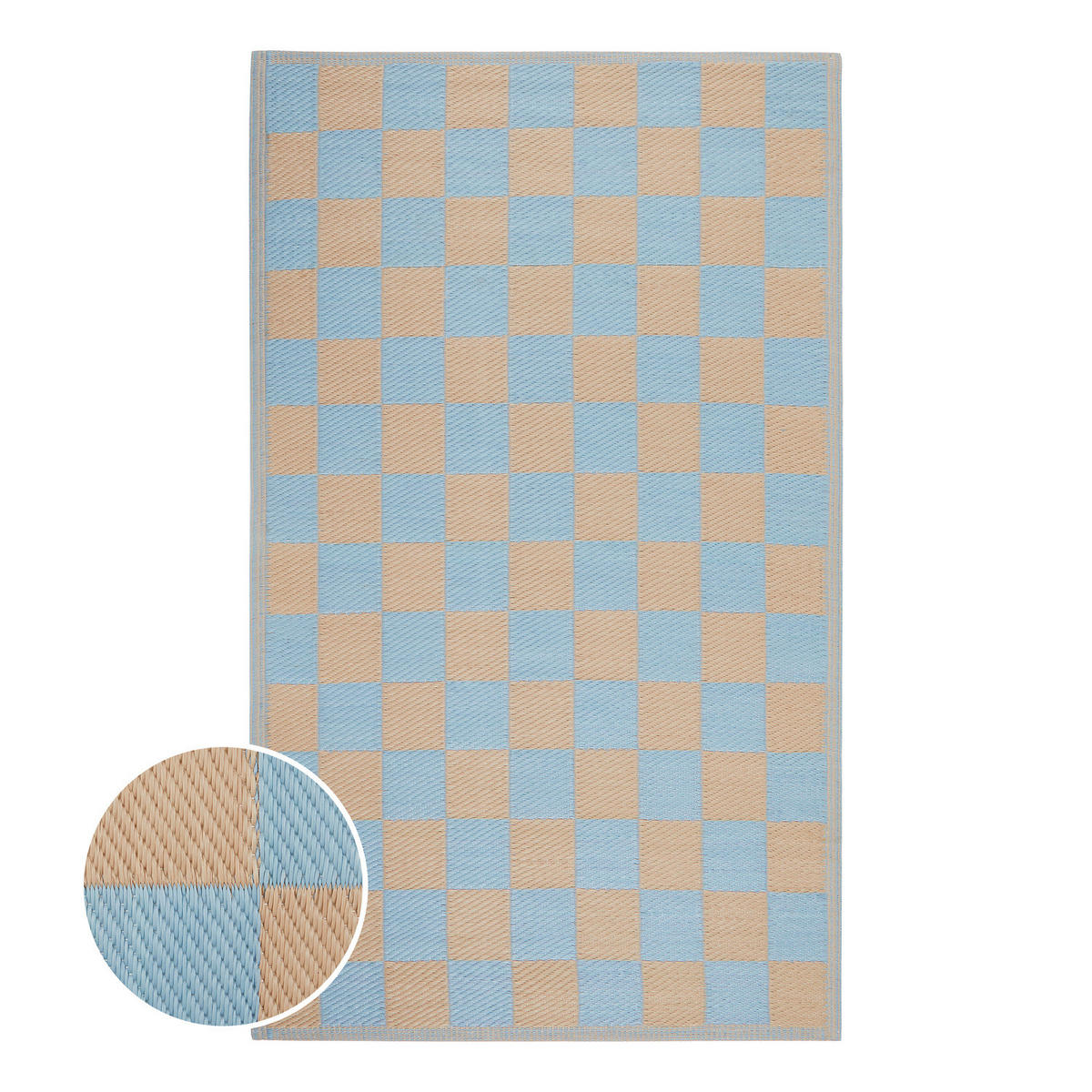 OUTDOORTEPPICH Colour Clash Karo 118x180 cm - Blau/Beige, Kunststoff (150/90cm) - Butlers