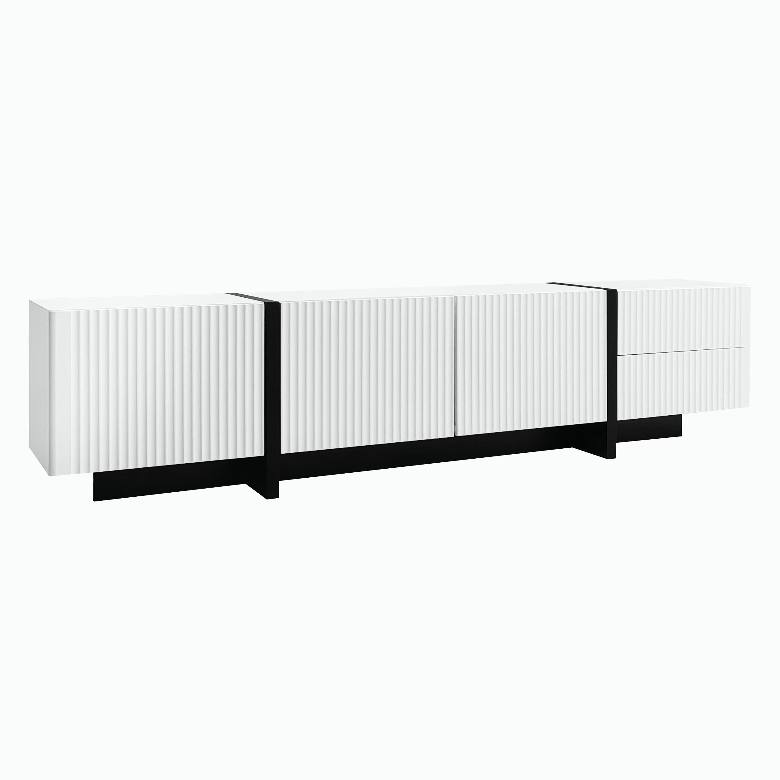 TV-ELEMENT 190x35x45cm SchwarzWeiß Modern mit 3 Türen und 2 Schubladen - Schwarz, Holz (44.48/17.48/103.48cm) - Raelunyi