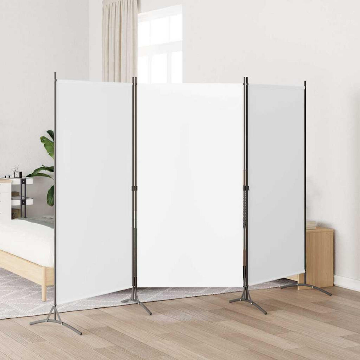 RAUMTEILER 3-teilig Creme 260/180 Cm Stoff - Weiß, Textil (260/180/1cm) - vidaXL
