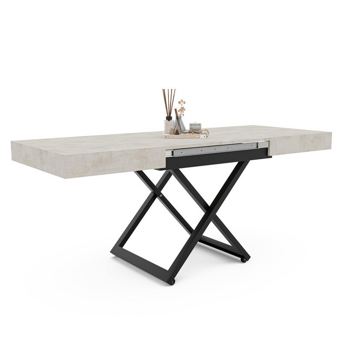 COUCHTISCH SANELLE ausziehbar mit Liftfunktion, 120/80/76 cm Schwarz / Weiß - Schwarz/Weiß, Holzwerkstoff/Metall (120/80/27cm) - Idohome