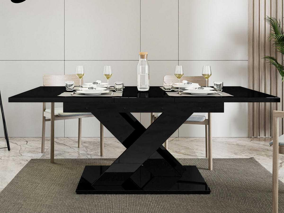 ESSTISCH Bronx - Schwarz Hochglanz, Holzwerkstoff (80/140/76cm) - MIRJAN24