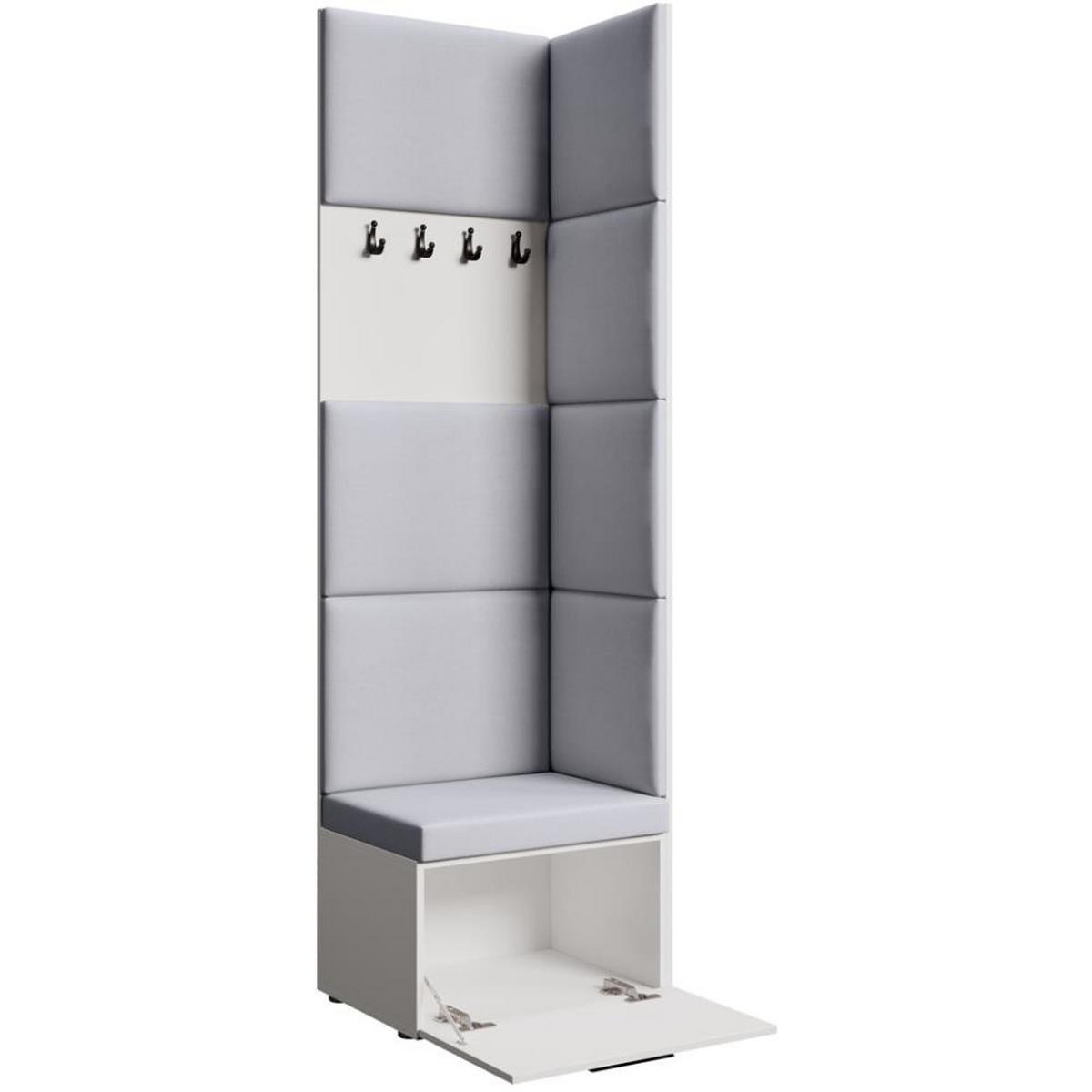 GARDEROBE Margaret V 81/203/43 mit gepolsterten Paneelen - Schwarz/Weiß, Holzwerkstoff/Kunststoff (60/206.5/42cm) - Beautysofa