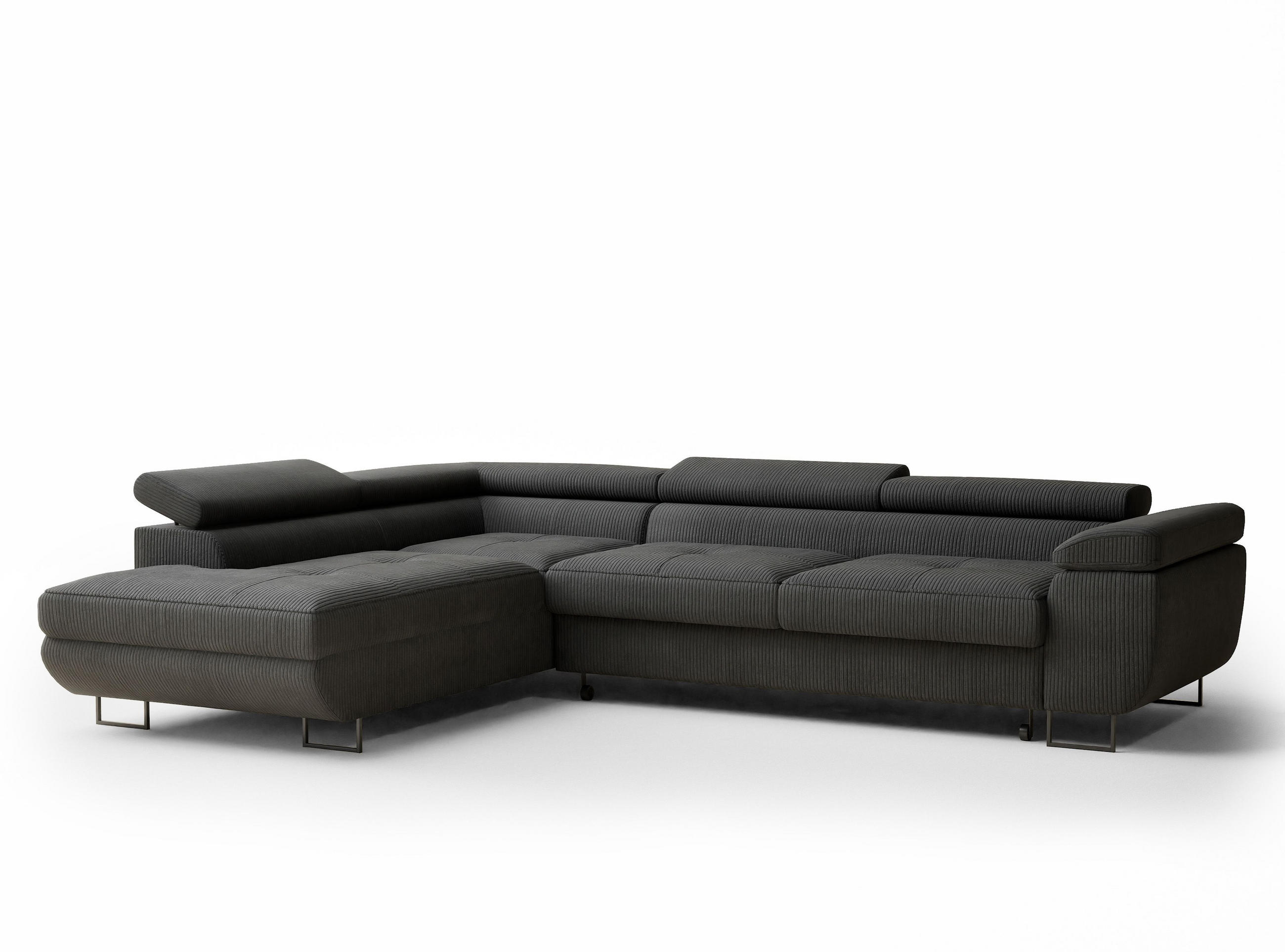ECKSOFA MIT SCHLAFFUNKTION Concord Anthrazit Samtstoff - Anthrazit/Schwarz, Holz/Holzwerkstoff (203/277cm) - Maison de Reve