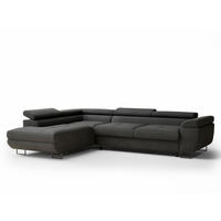 ECKSOFA MIT SCHLAFFUNKTION Concord Anthrazit Samtstoff - Anthrazit/Schwarz, Holz/Holzwerkstoff (203/277cm) - Maison de Reve