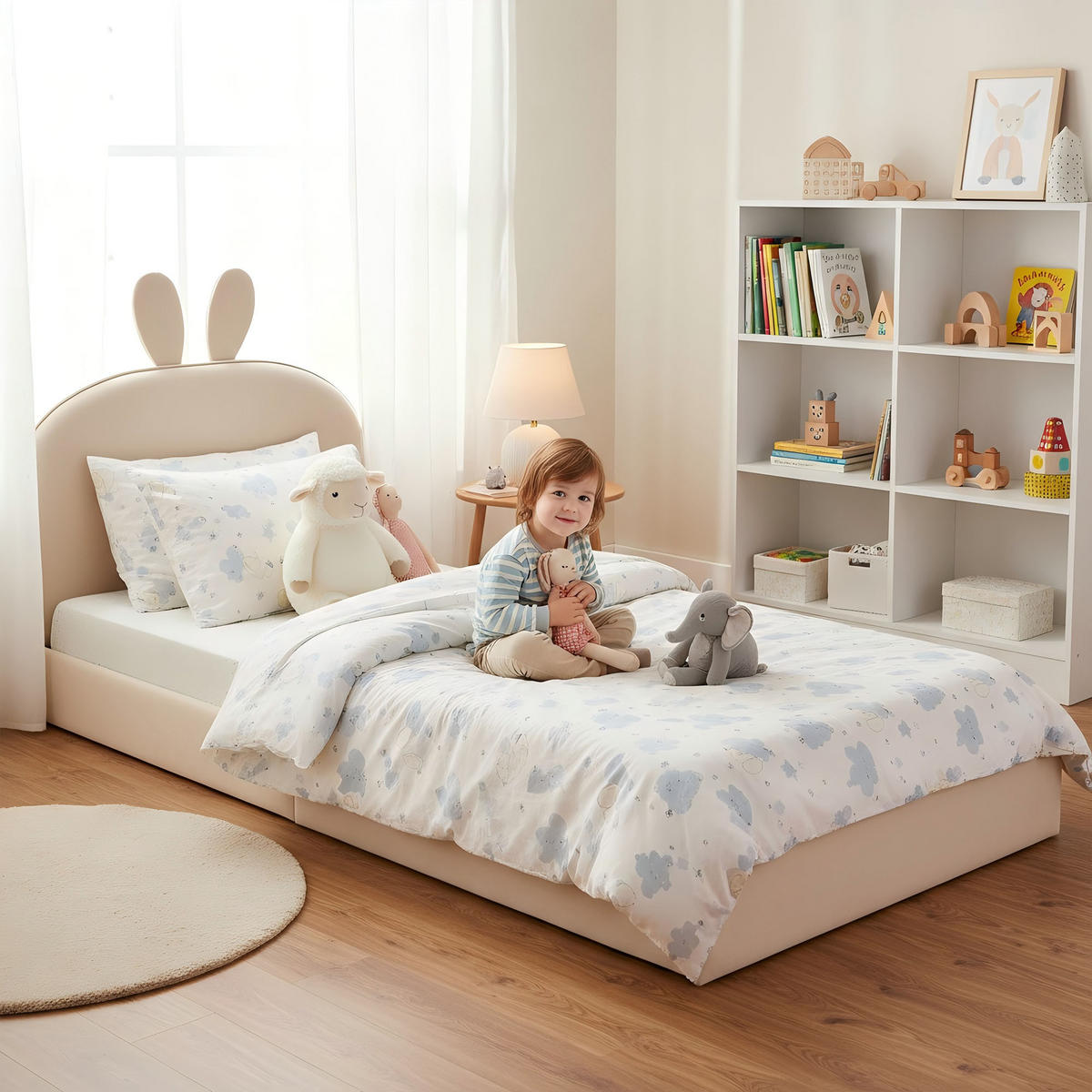 KINDERBETT 90x200 cm Samt beige - Beige, Textil (90/200cm) - LEBENLANG