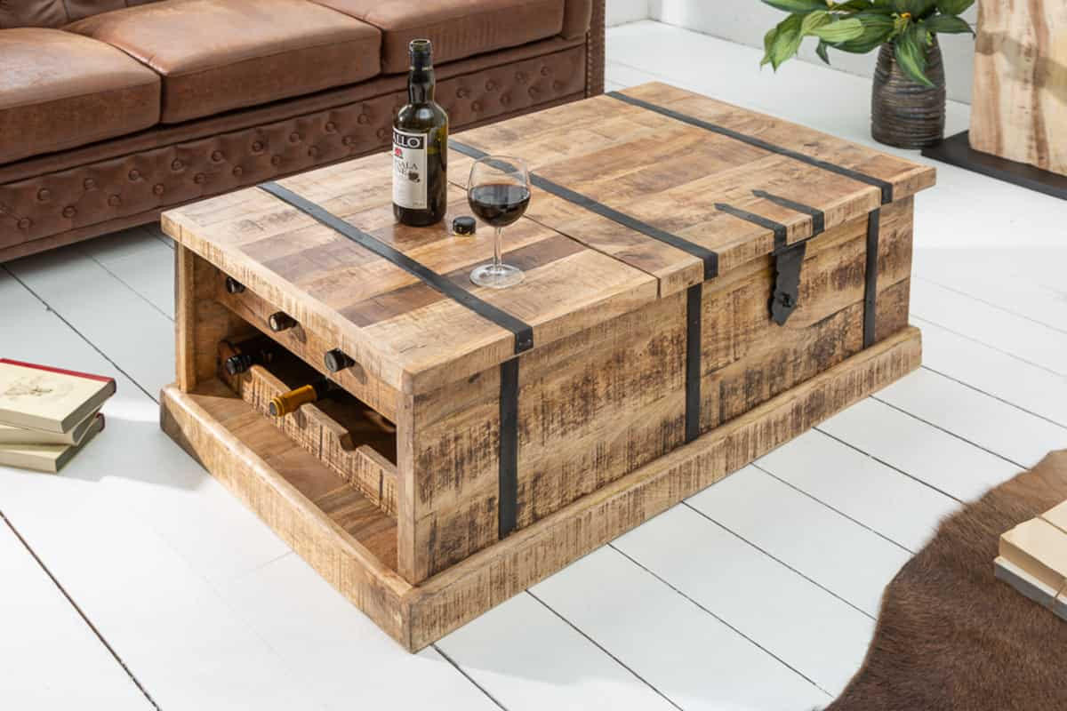 COUCHTISCH BODEGA Mango rechteckig Natur 100cm - Schwarz/Braun, Holz (60/100/40cm) - riess-ambiente
