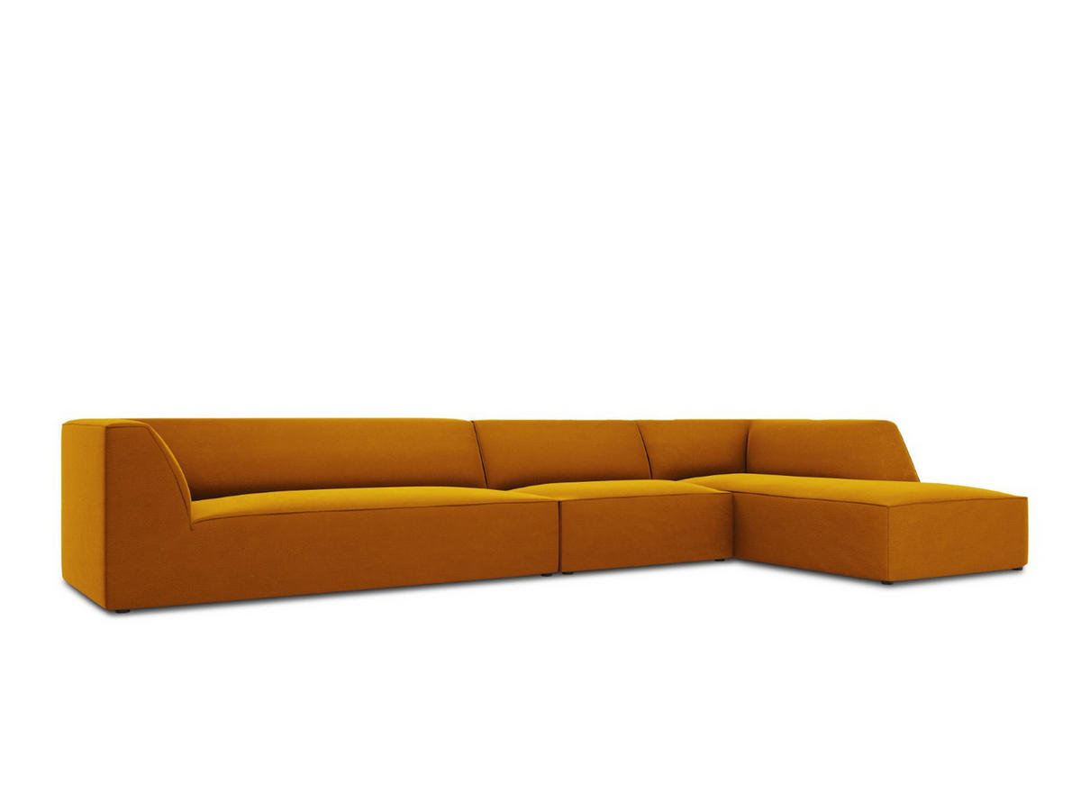 ECKSOFA rechts Ruby aus Samt gelb 5 Sitzplätze - Gelb, Textil (180/366cm) - Micadoni