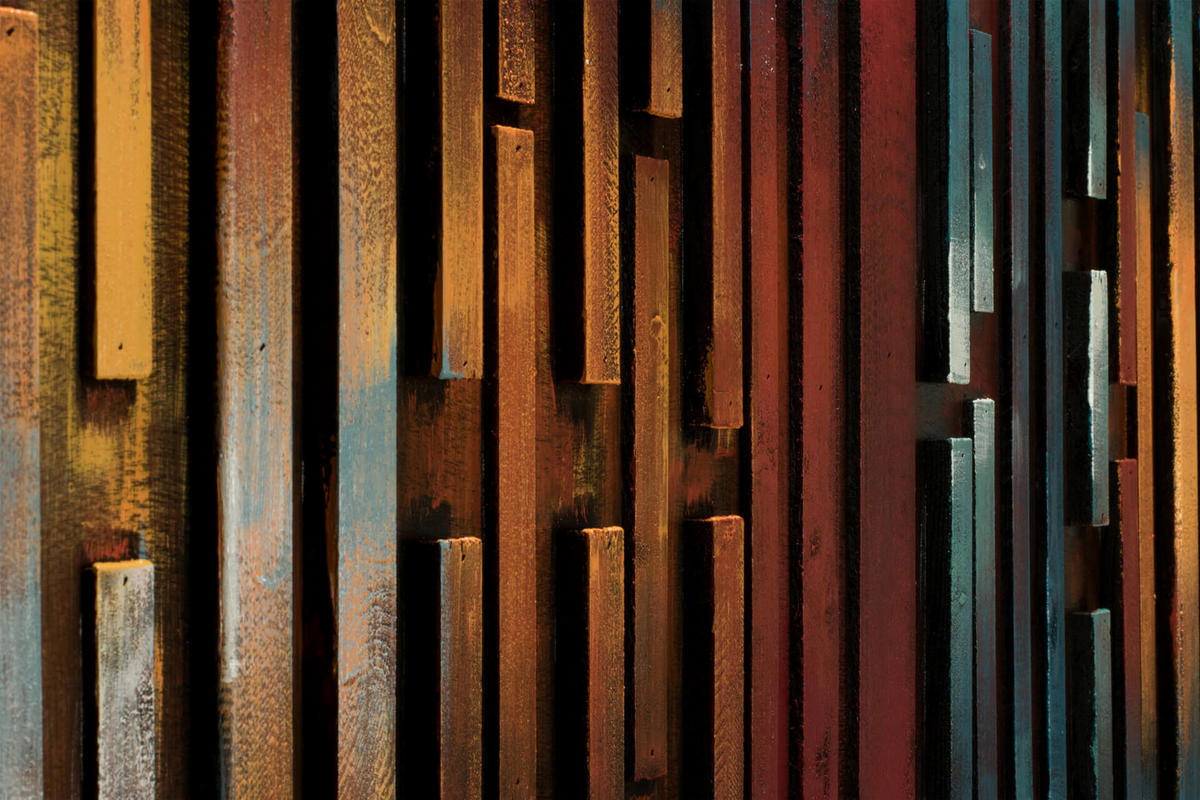 HOLZBILD Bunt 144/44 cm - Multicolor, Holz (6/44cm) - KUNSTLOFT