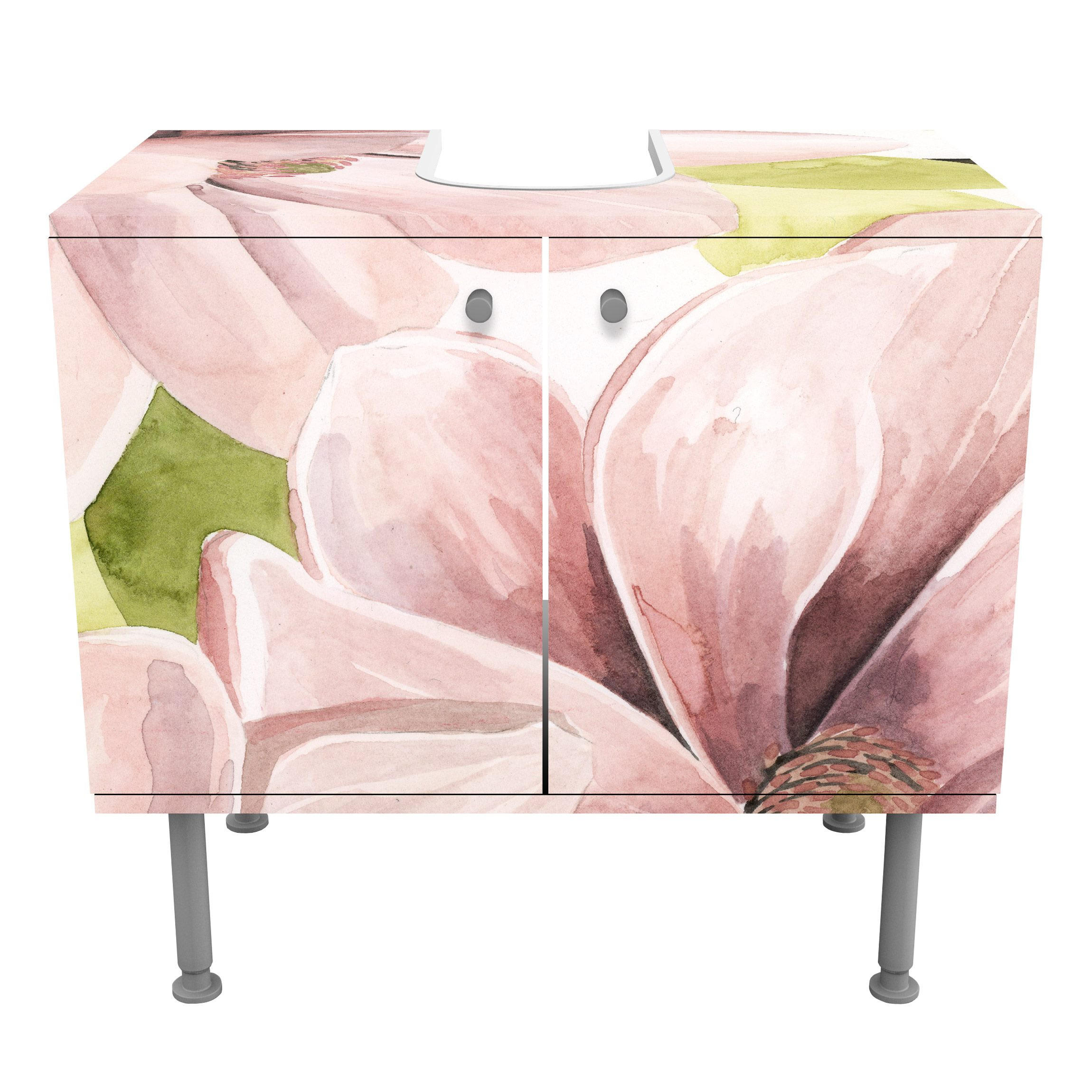 WASCHBECKENUNTERSCHRANK Magnolie errötet II 60/55/35 cm - Rosa, Holzwerkstoff (60/55/35cm) - Bilderwelten