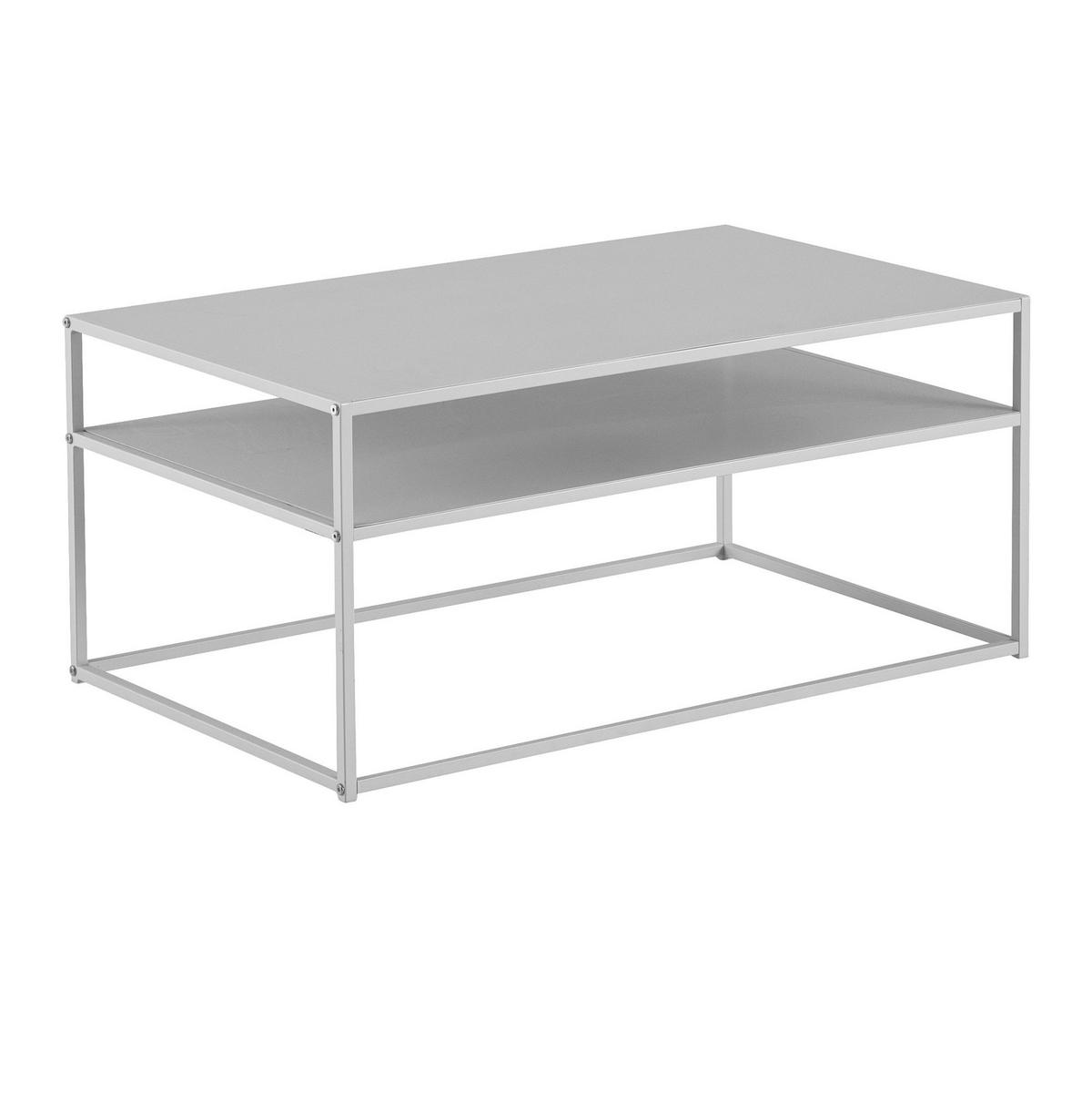 COUCHTISCH Weiß Metall Industrial 100x60x45cm mit Stauraum und Ablagefach - Weiß, Metall (60/100/45cm) - KADIMA DESIGN