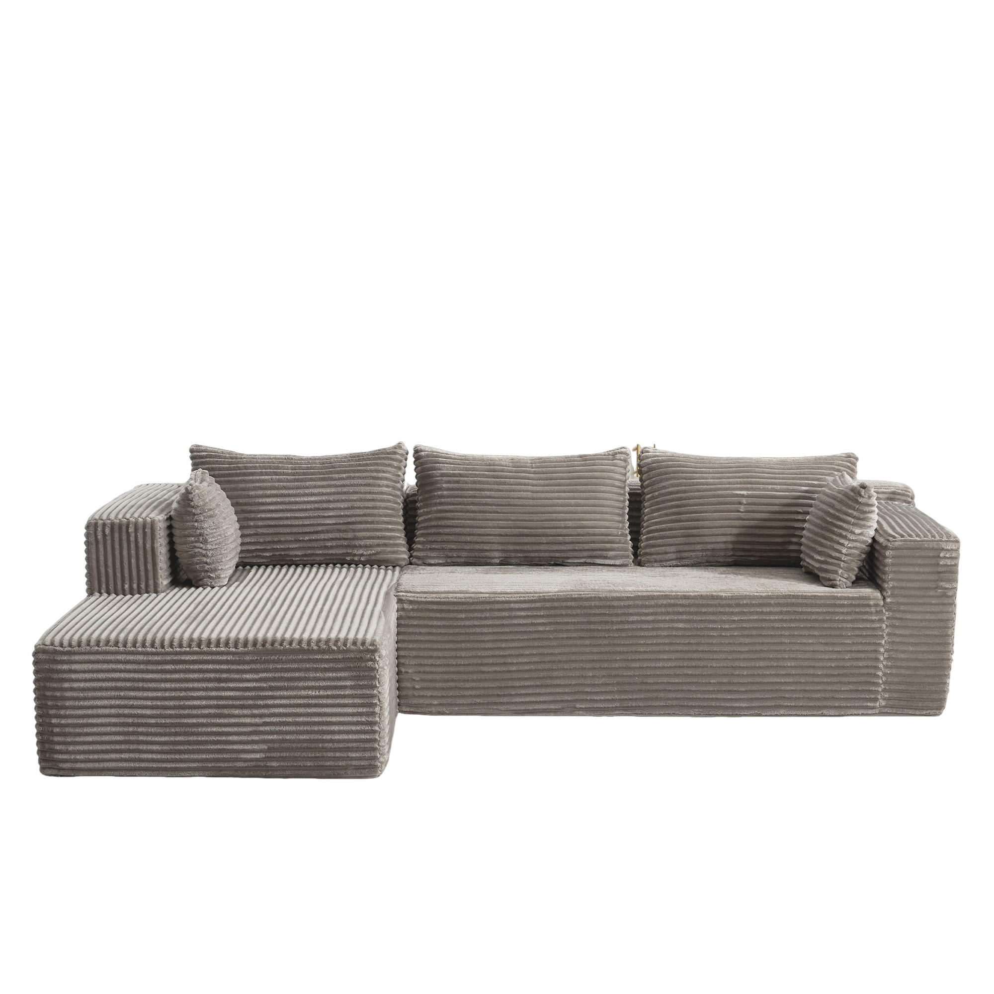 ECKSOFA 279/179/83 cm Grau Cord mit Chaiselongue - Grau, Textil (179/83/279cm) - Oxeza