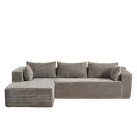 ECKSOFA 279/179/83 cm Grau Cord mit Chaiselongue - Grau, Textil (179/83/279cm) - Oxeza