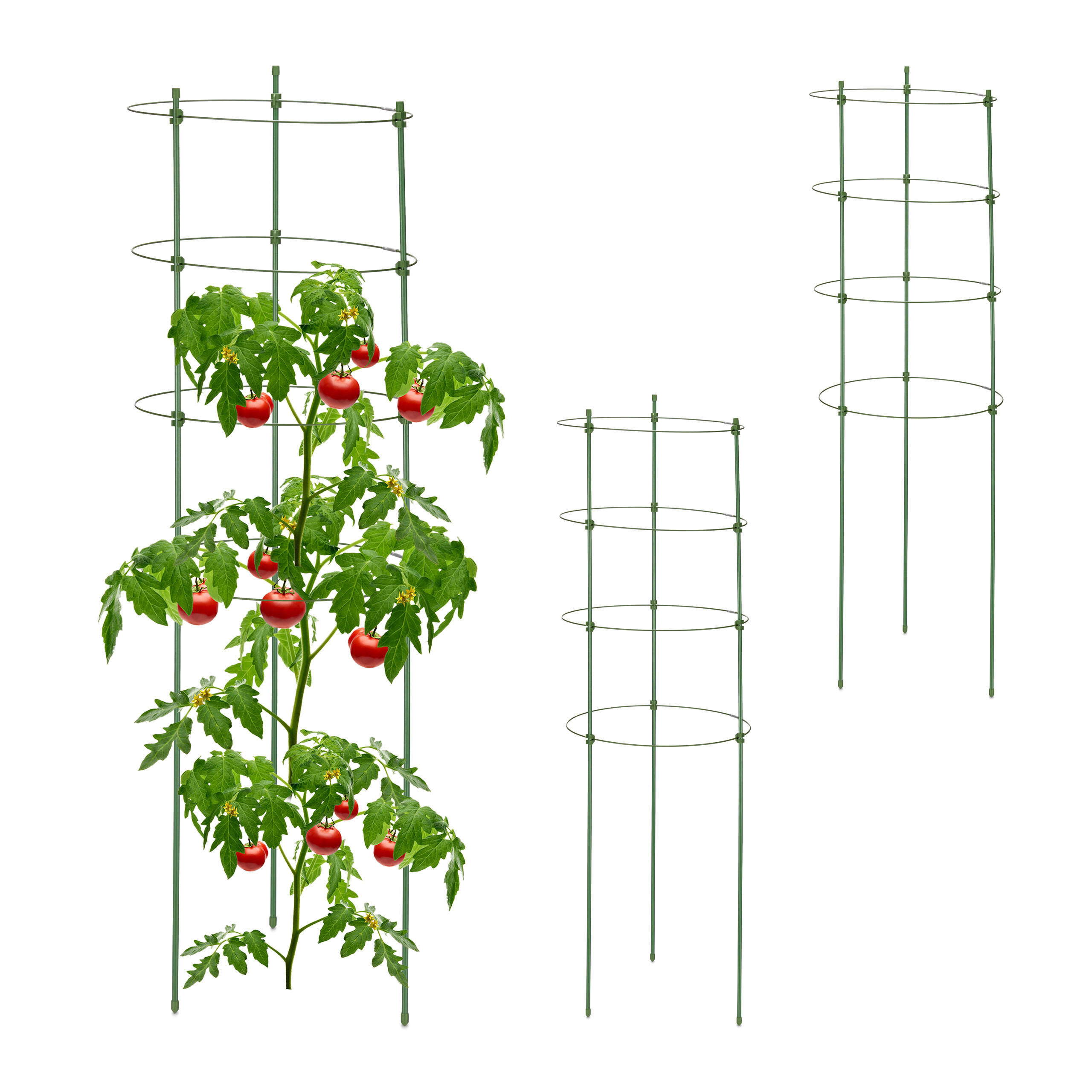 3XTOMATENTURM - Grün, Kunststoff/Metall (28/91/28cm) - Relaxdays