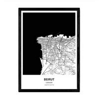 POSTER Karte Von Beirut - Libanon A3 Rahmenlos - Klar, Papier (29.7/5/42cm) - Nacnic