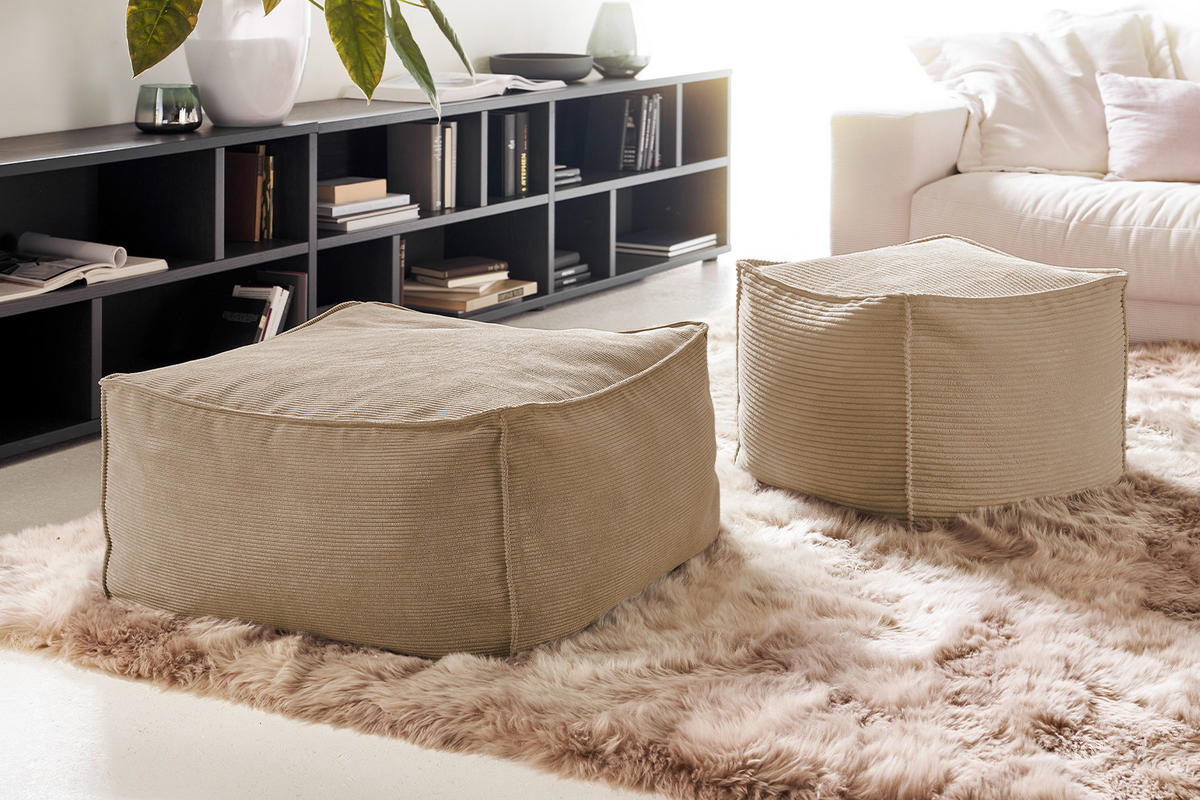 HOCKER ALEA Taupe - Taupe, Textil (86/38/86cm) - KAWOLA