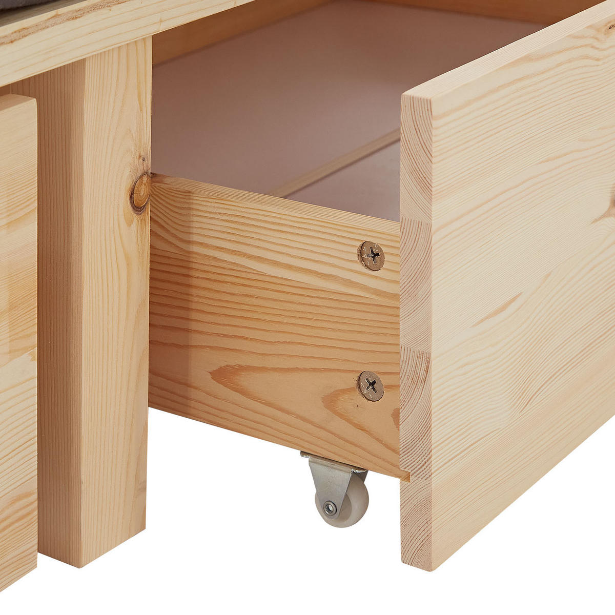 STAURAUMBETT mit Matratze 90/200 cm natur - Braun, Holz (90/200cm) - Homestyle4u
