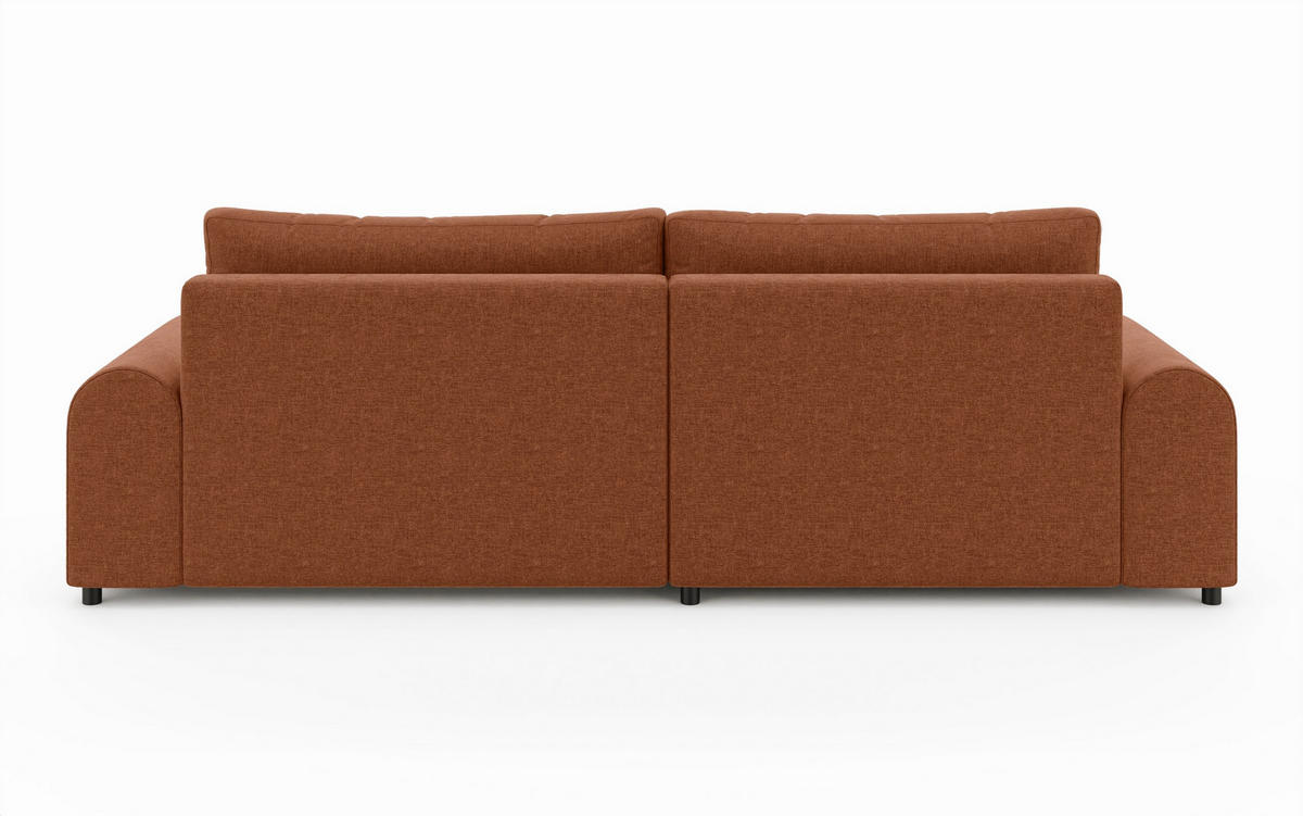 ECKSOFA mit Schlaffunktion, Bettkasten, extrabreite Ottomane links, abgerundete Armlehnen, B240/T145/H81 cm, Chenille Terracotta / 21024 - Terracotta/Schwarz, Kunststoff/Textil (240/145cm) - luma-home