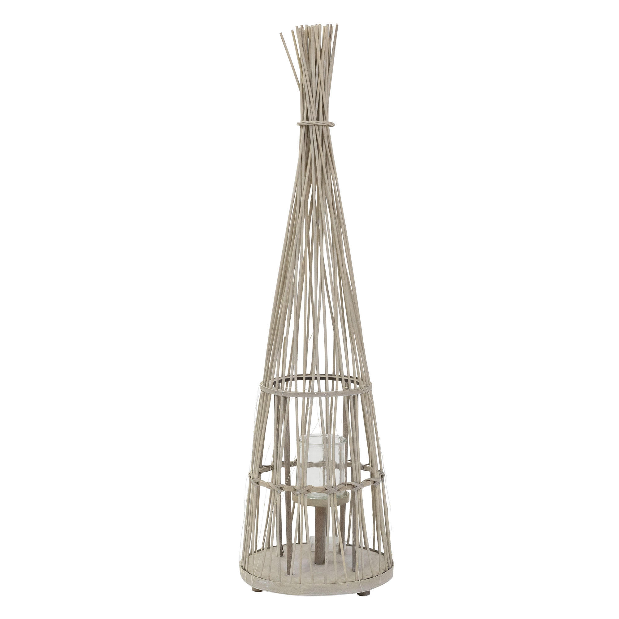 ECD-Germany BAMBUSOVÁ LAMPION V: 110 cm, dřevěná barva, styl boho