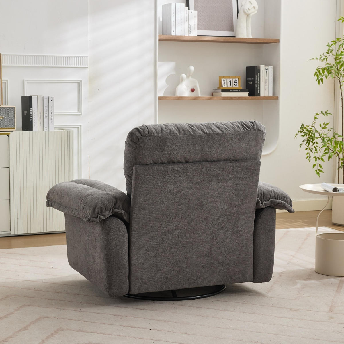 SESSEL in Grau mit 360°-Drehfunktion und Chenillebezug,84/116/96 cm - Grau, Textil (84/96/116cm) - Flora Grace