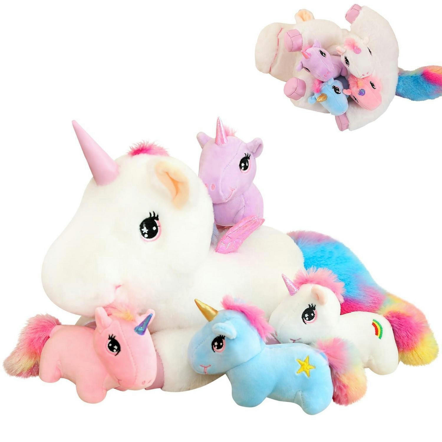 PLÜSCHTIER Einhorn mit 4 Baby-Einhörnern - Multicolor, Textil (30/39.9cm)