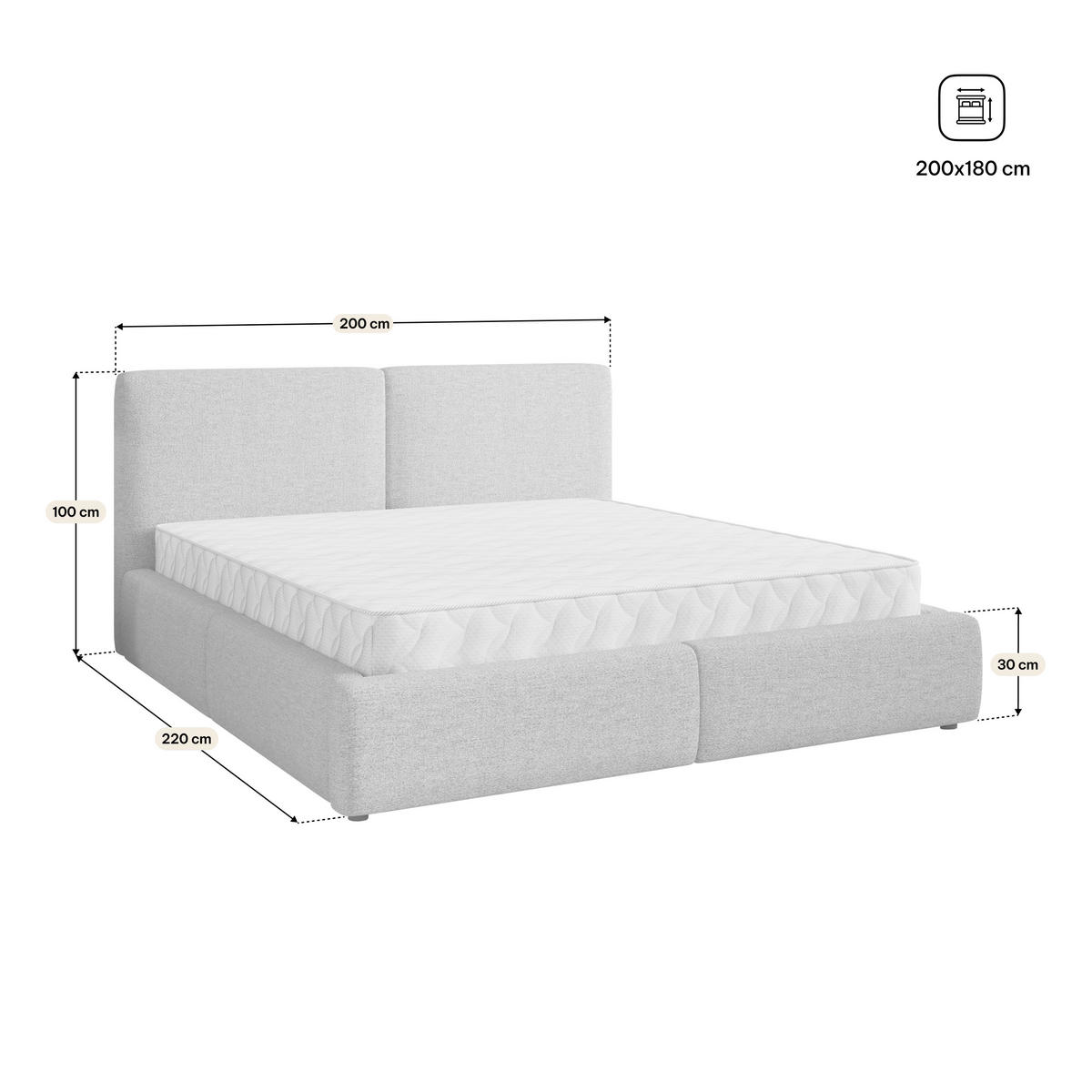 POLSTERBETT FELURO 180x200 cm mit Bettkästen - Braun - Braun, Holz (180/200cm) - MASSENO