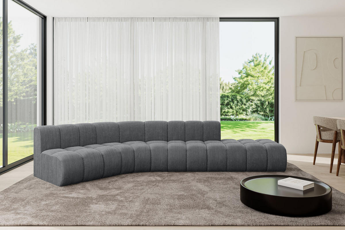 ECKSOFA modulares Sofa Brilo-L1 - 380x174x70 cm Dunkelgrau - Dunkelgrau, Holzwerkstoff/Textil (380/174cm) - ALTDECOR