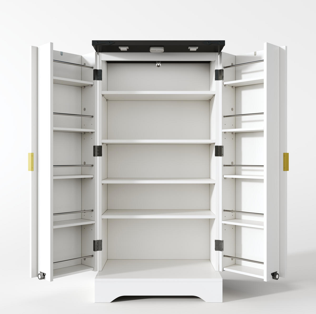 ANRICHTE 120/60,5/40 cm in Weiß mit LED-Beleuchtung und verstellbaren Böden - Weiß, Holzwerkstoff (60.5/120/40cm) - Flora Grace
