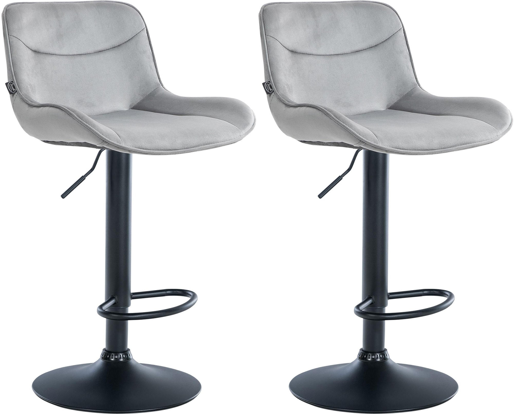 BARHOCKER 2er Set Samt grau - Schwarz/Grau, Textil/Metall (49/85/51cm) - CLP