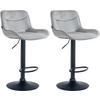 BARHOCKER 2er Set Samt grau - Schwarz/Grau, Textil/Metall (49/85/51cm) - CLP